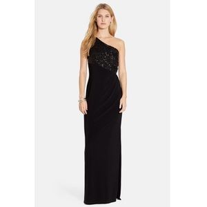 Ralph Lauren One Shoulder Sequin Jersey Gown